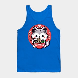 Wolf Eating Ramen Cute kawaii Inu Tank Top